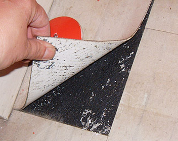 Golvlim innehållande asbest.